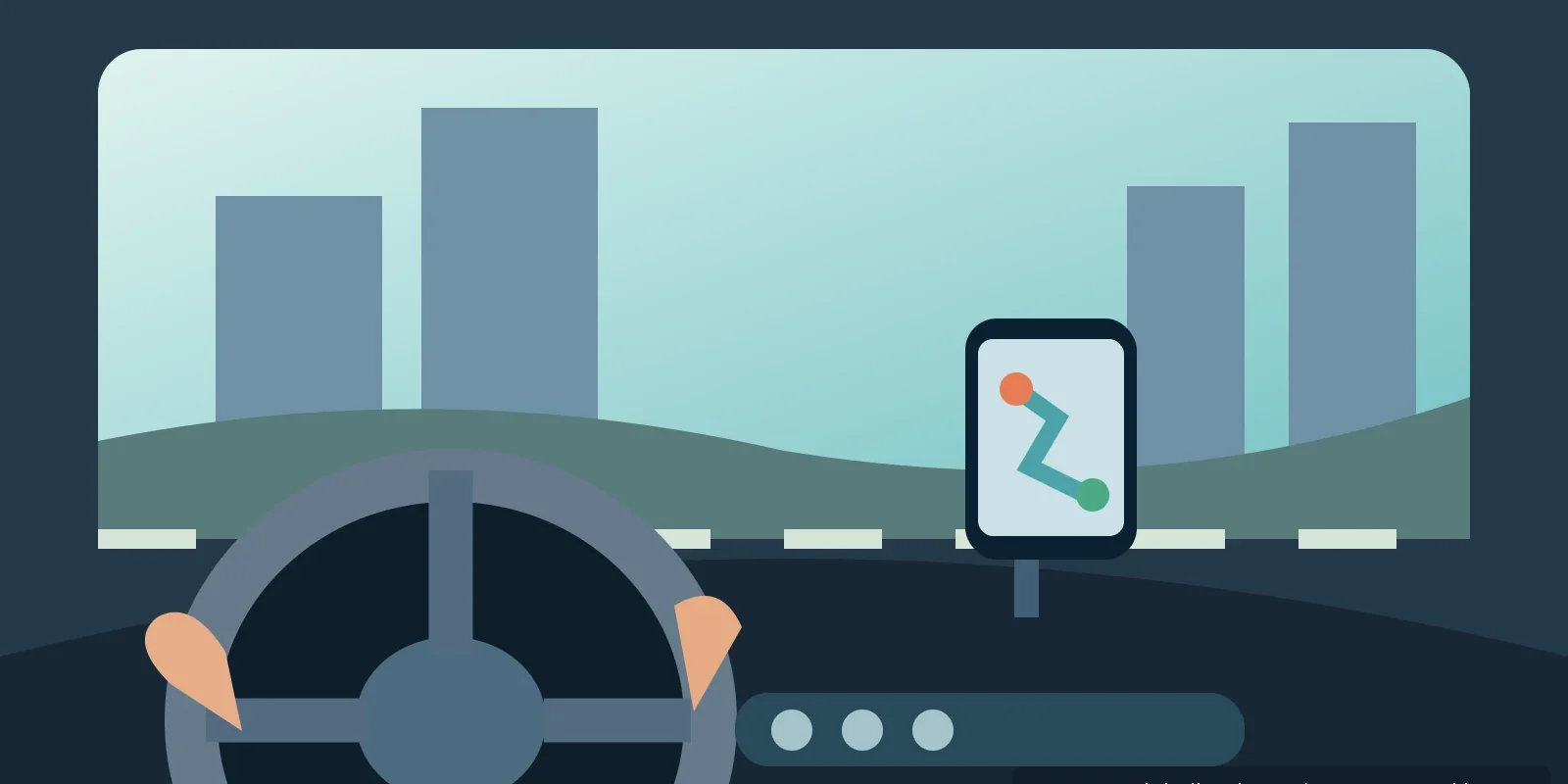 Using a Phone While Driving in Thailand: Rules and Safer Alternatives (illustration) Editorial illustration of a driver using a mounted navigation phone without holding it