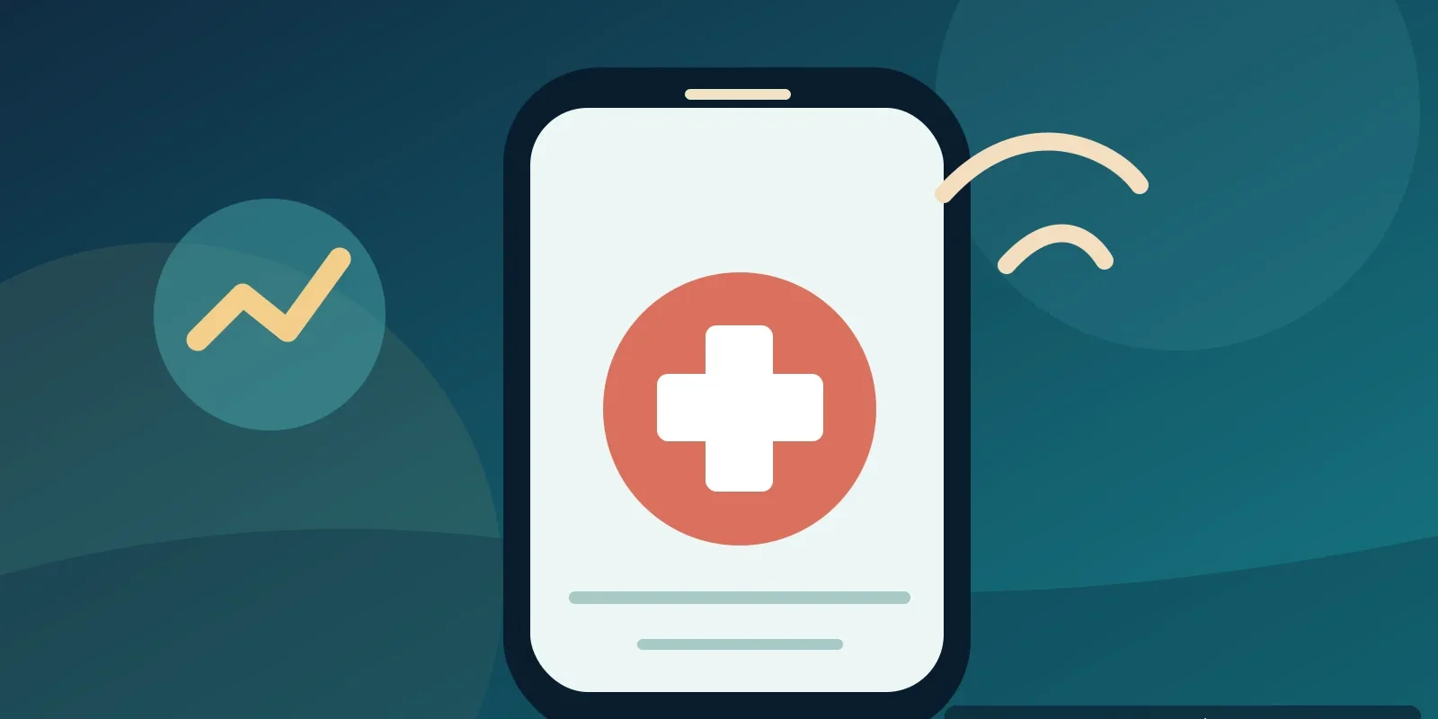 Editorial illustration of a smartphone, emergency communication and Thailand-themed travel imagery, AI-generated image