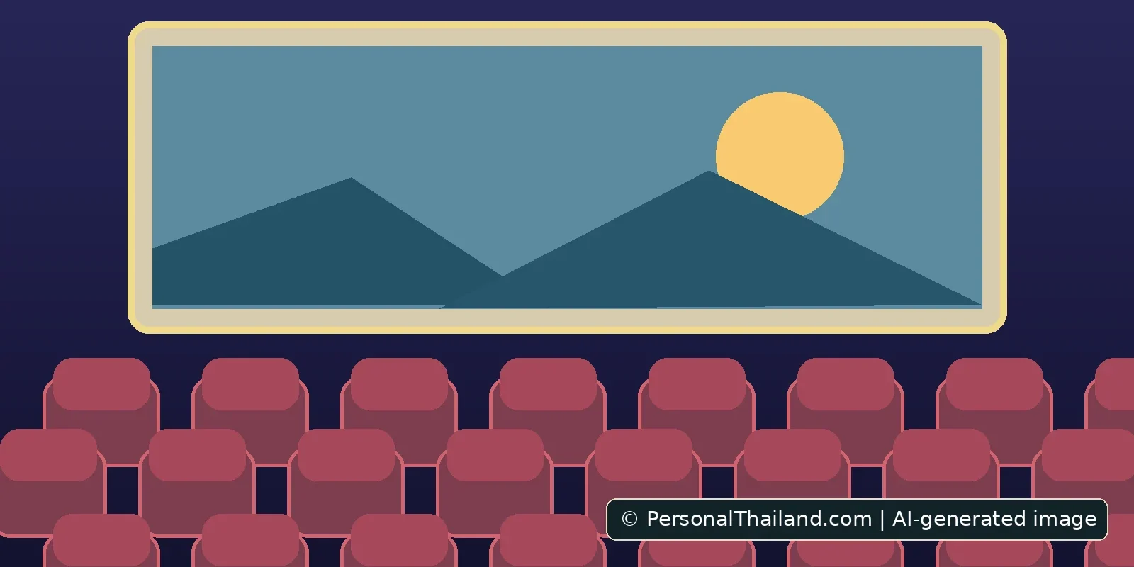 Going to the Cinema in Thailand: Tickets, Etiquette and Practical Tips (illustration) Illustrative concept for Going to the Cinema in Thailand: Tickets, Etiquette and Practical Tips; AI-generated image