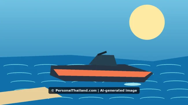 Renting a Jet Ski in Thailand: Safety, Damage Claims and Smart Questions (illustration) AI-created illustration of a jet ski on blue sea near a sandy beach under a bright sun