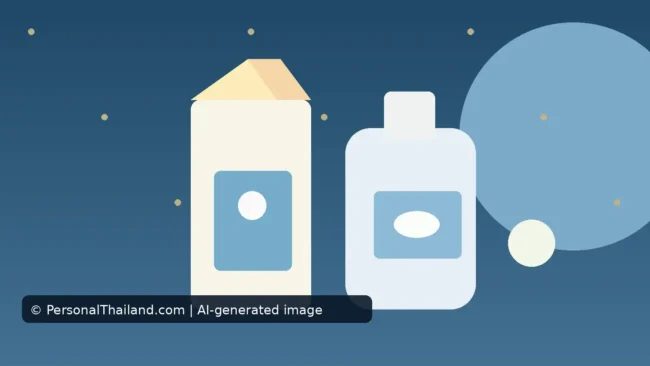 Is Milk in Thailand Safe to Drink? Labels, Storage and Shopping Tips (illustration) AI-created illustration of a milk carton and a plastic milk bottle on a blue background