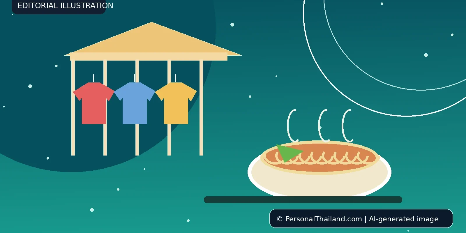 Concept illustration for Budget Shopping and Street Food in Thailand: Practical Tips; AI-generated image
