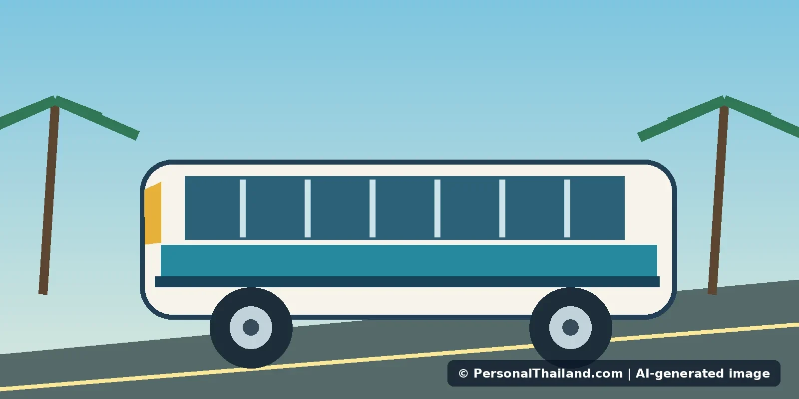 Hiring a Private Bus in Thailand: Quotes, Airport Pickups and Safety (illustration) Concept illustration for Hiring a Private Bus in Thailand: Quotes, Airport Pickups and Safety; AI-generated image