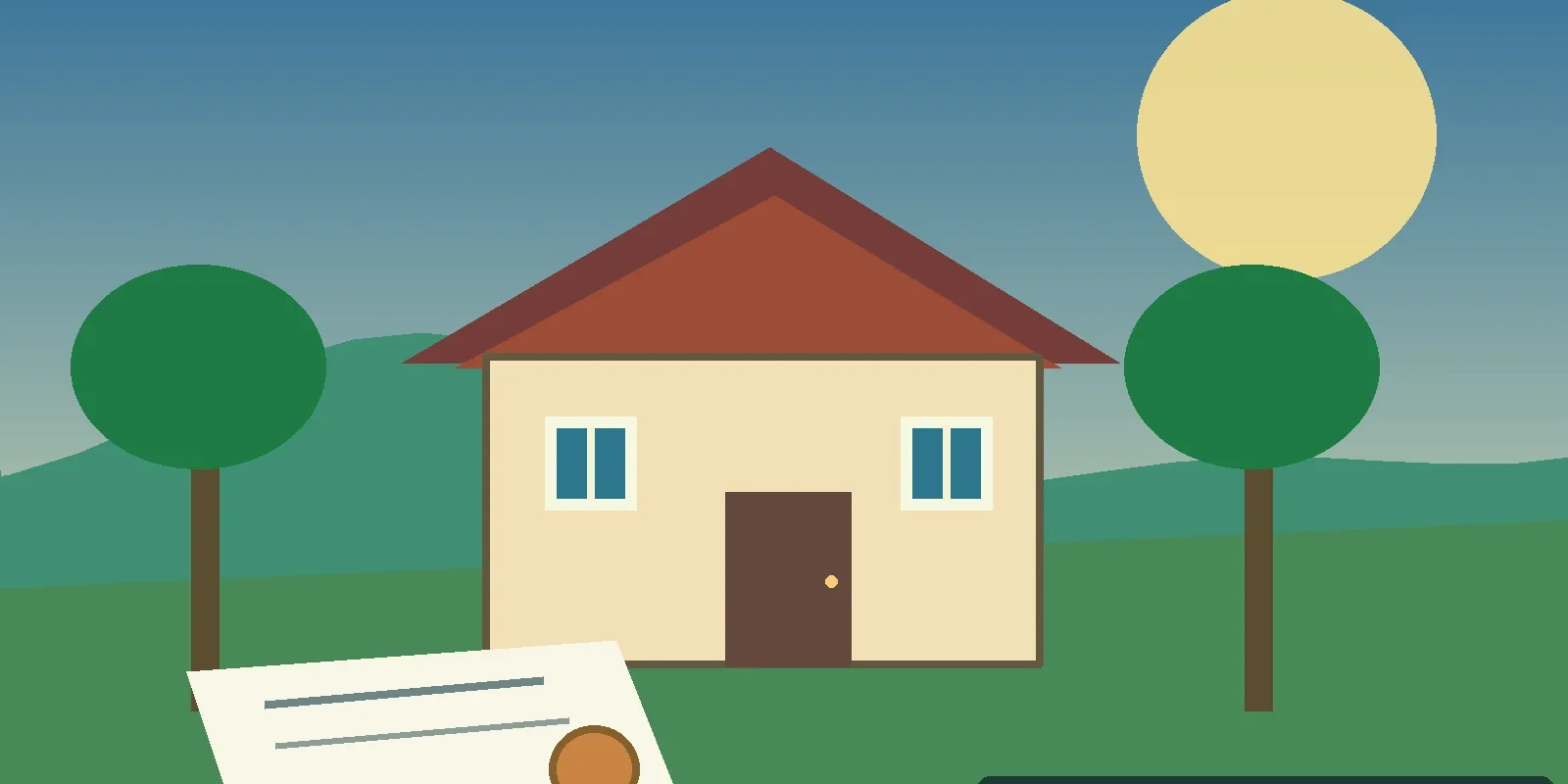 Can a Thai Spouse Own Land in Thailand? Rules for Mixed-Nationality Couples (illustration) Illustrated Thai home on green land with a legal document and house key representing property ownership.