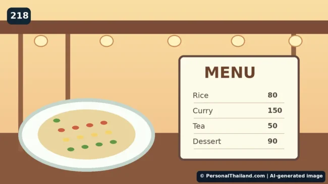 Restaurant Prices in Thailand: Avoiding Surprise Bills and Where to Complain (illustration) AI-generated illustration of a Thai restaurant table with menu, bill and calculator