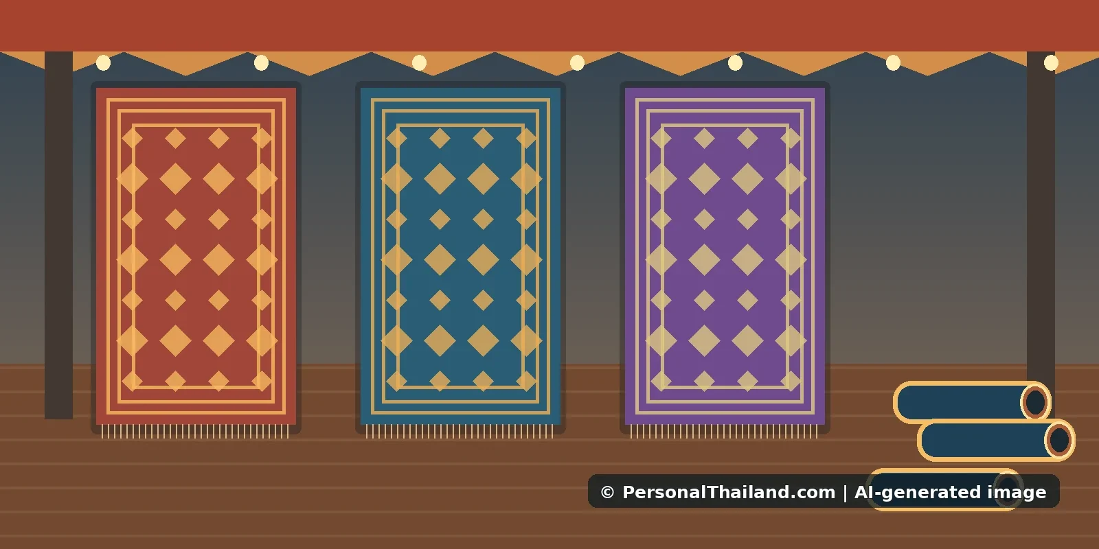 Illustrative concept for Buying Carpets in Bangkok: Comparing Quality, Prices and Sales Claims; AI-generated image