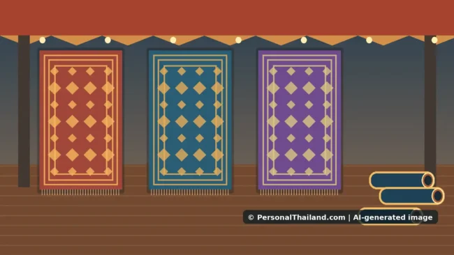 Illustrative concept for Buying Carpets in Bangkok: Comparing Quality, Prices and Sales Claims; AI-generated image