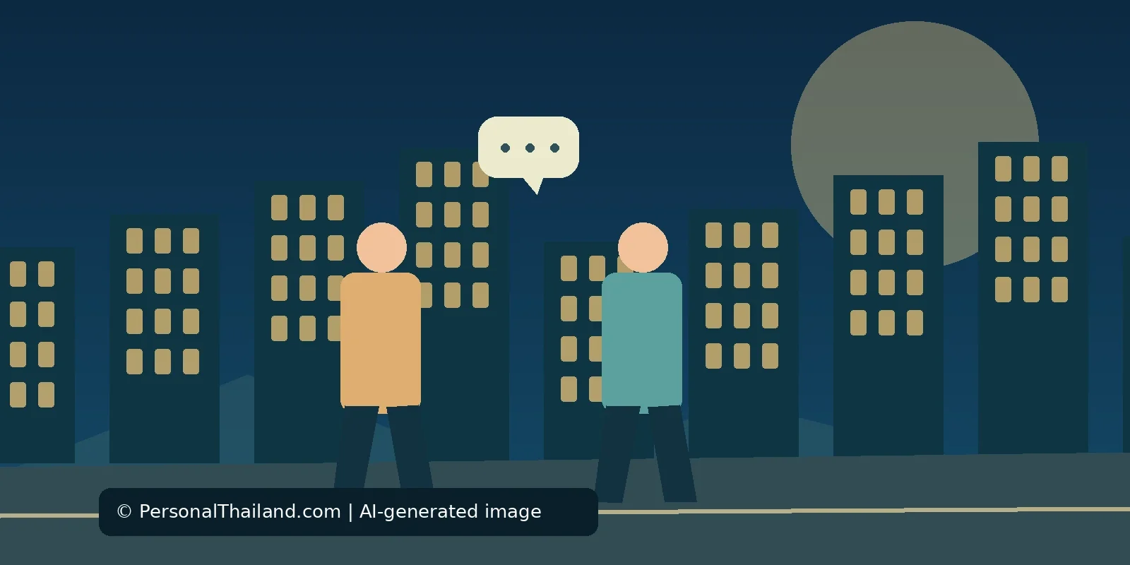 Illustrative concept for Handling Persistent Street Approaches in Thailand: Polite Ways to Say No; AI-generated image