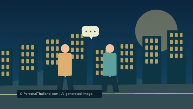Handling Persistent Street Approaches in Thailand: Polite Ways to Say No (illustration) Illustrative concept for Handling Persistent Street Approaches in Thailand: Polite Ways to Say No; AI-generated image