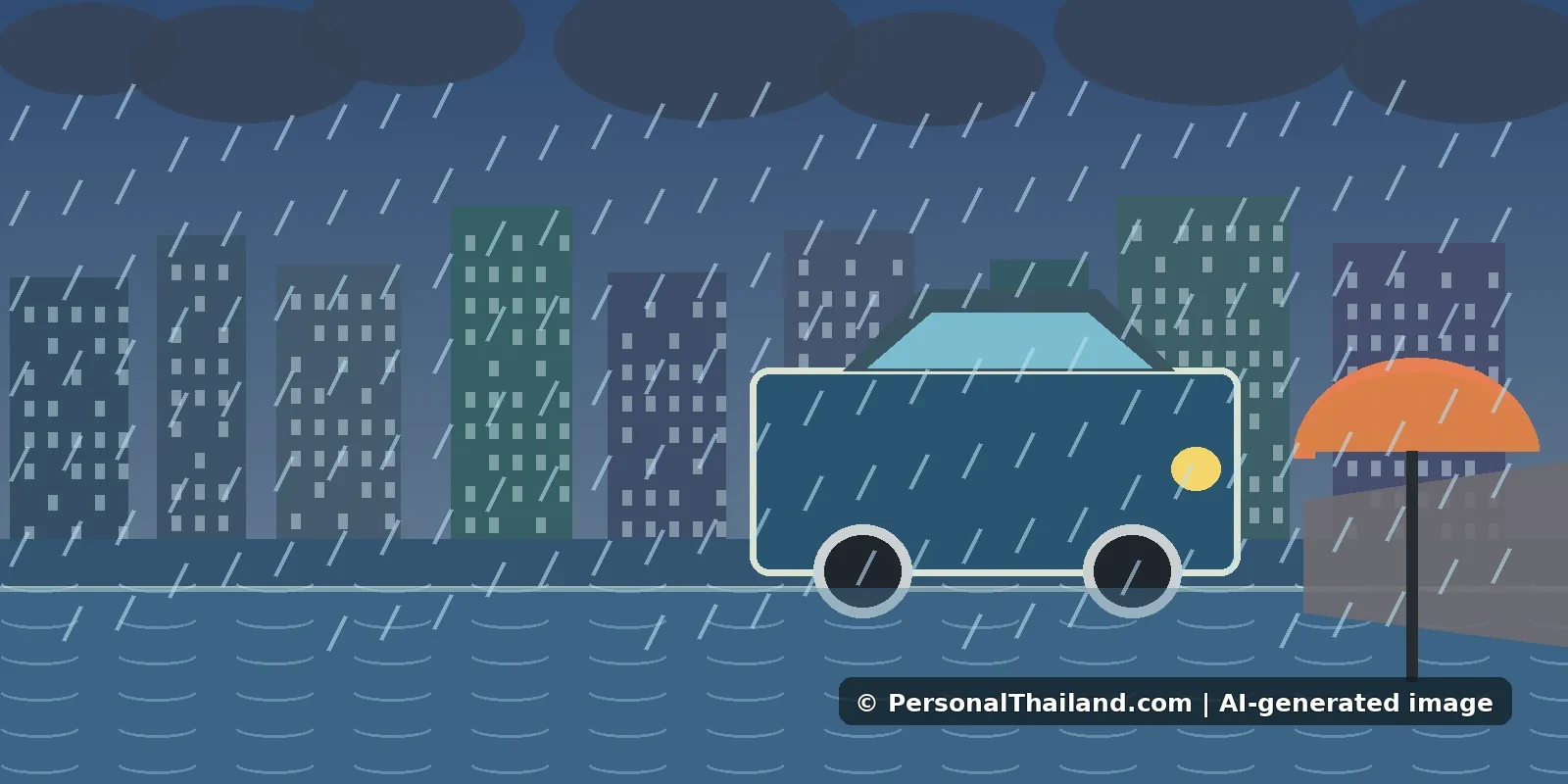 Pattaya Flooding During Heavy Rain: Practical Safety and Travel Tips (illustration) Illustrative concept for Pattaya Flooding During Heavy Rain: Practical Safety and Travel Tips; AI-generated image