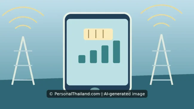 Editorial concept illustration for Mobile Internet in Thailand: From 3G to 5G and Choosing a Network; AI-generated image