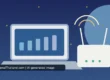 AI-created illustration of a laptop showing a rising bar chart beside a Wi-Fi router with signal arcs