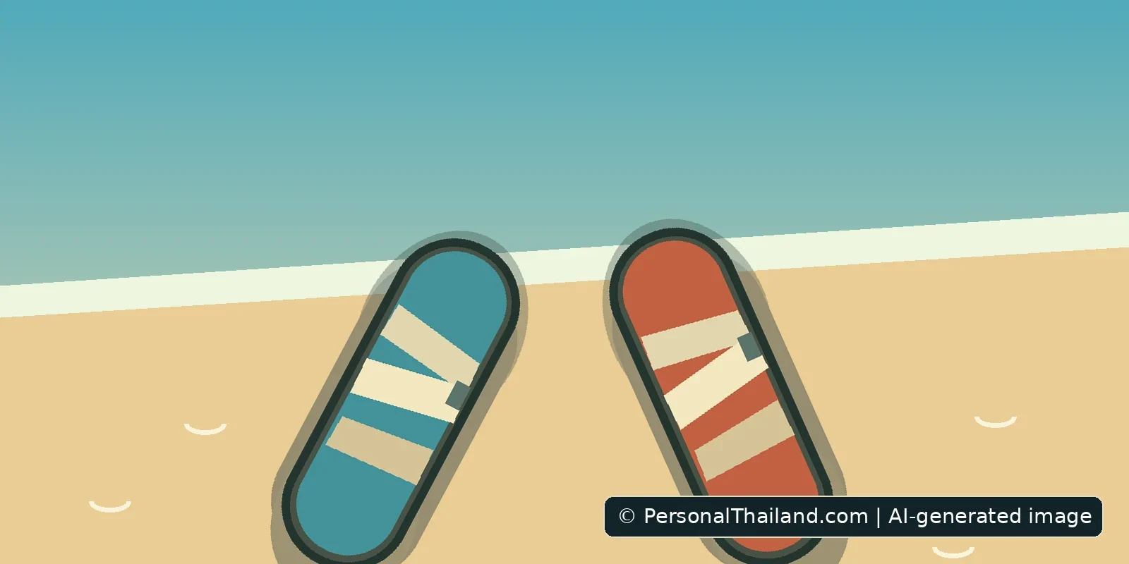 Illustrative concept for Sandals for Thailand: Choosing Footwear for Beaches and Travel; AI-generated image