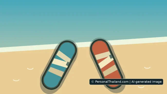 Illustrative concept for Sandals for Thailand: Choosing Footwear for Beaches and Travel; AI-generated image