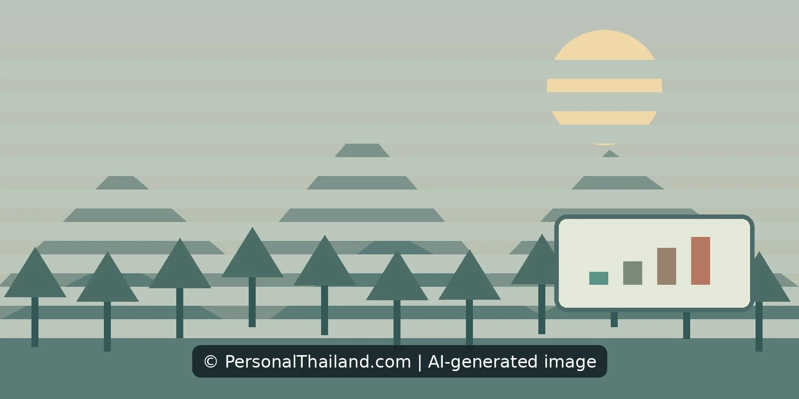 Northern Thailand Haze Season: PM2.5, Health and Travel Planning (illustration) Editorial concept illustration for Northern Thailand Haze Season: PM2.5, Health and Travel Planning; AI-generated image