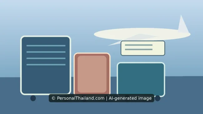 Editorial concept illustration for Thai Airways Baggage Rules: Allowances, Extra Bags and Customs; AI-generated image