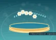 AI-created conceptual illustration of a shallow golden bowl of water with white flowers and water droplets above it, symbolising Songkran water blessing; not a photo of a particular festival, temple or home
