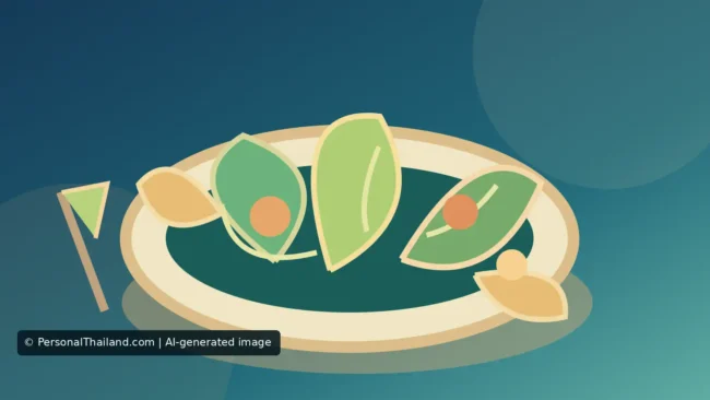 AI-created illustration of a plate of fresh leafy greens and herbs, a stylised drawing rather than a photograph of a particular dish