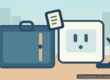 Illustration of travel power adapters, charging cables and a suitcase in a Thai hotel room, AI-generated
