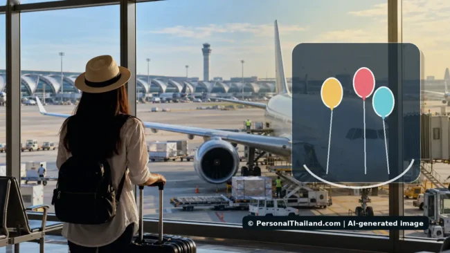 Balloons Near Bangkok Airports: Why Releases Can Be a Flight-Safety Risk (illustration) Airport apron with conceptual balloons and flight-safety graphic, not a depiction of an actual incident
