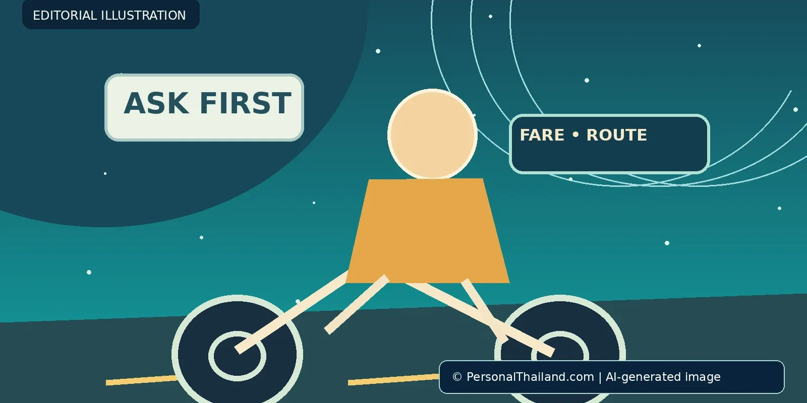 Concept illustration for Motorbike Taxi Fares in Pattaya: How to Agree on a Fair Price; AI-generated image