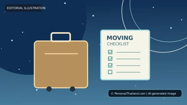 Concept illustration for Moving Home from Thailand: Financial Planning Checklist; AI-generated image