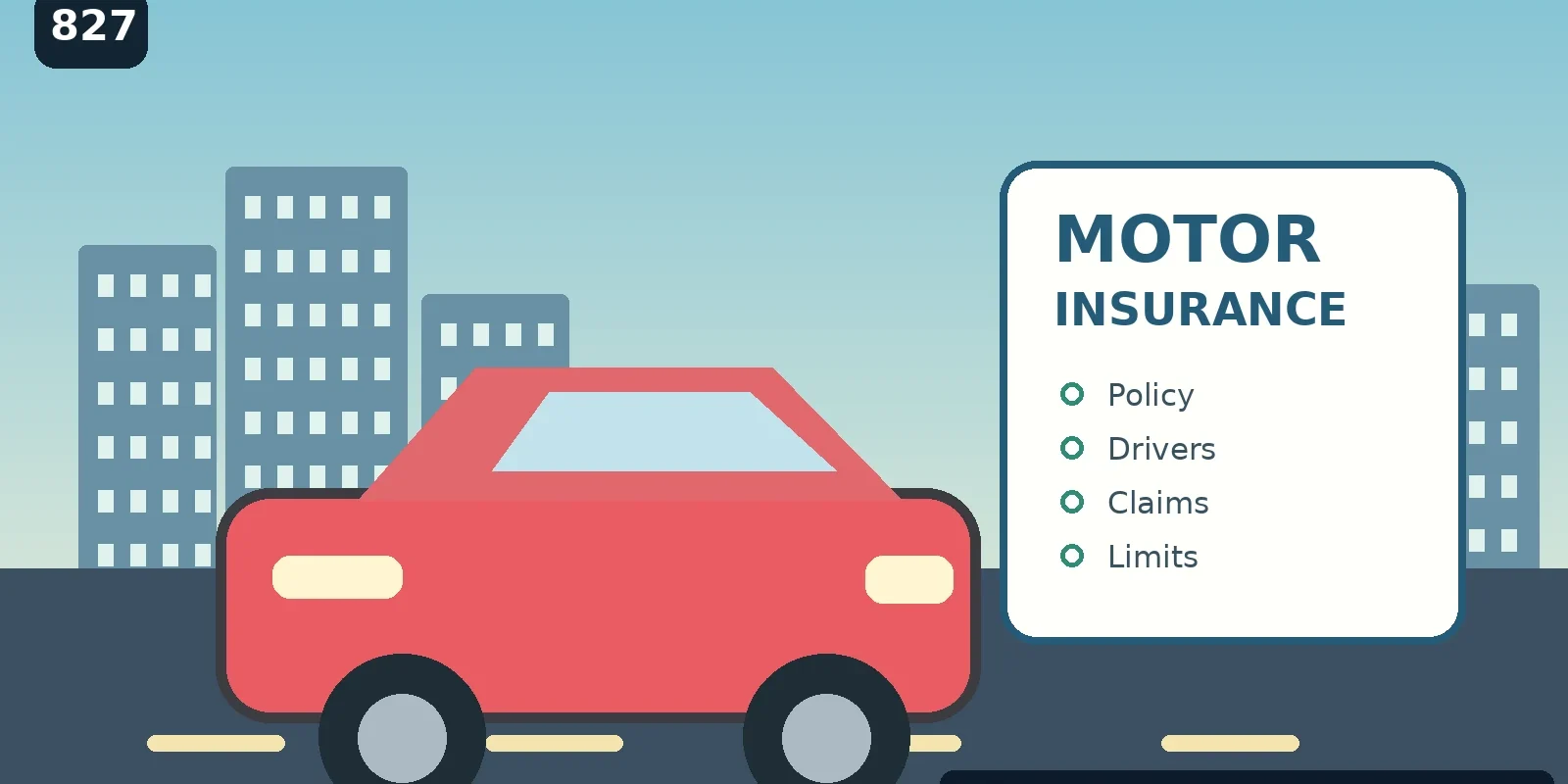 AI-generated illustration of a car, insurance shield and paperwork on a Thai street
