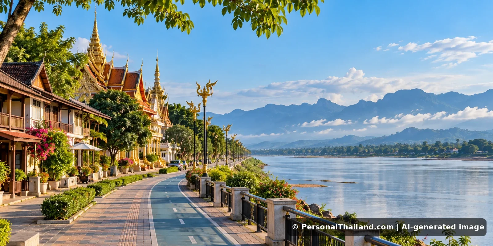 AI-generated conceptual travel illustration for Nakhon Phanom, Thailand