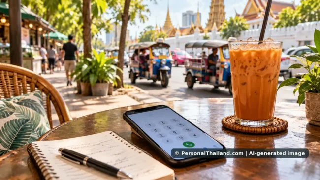 Illustrative concept for Thai Phone Numbers: How to Call Mobiles and Landlines; AI-generated image