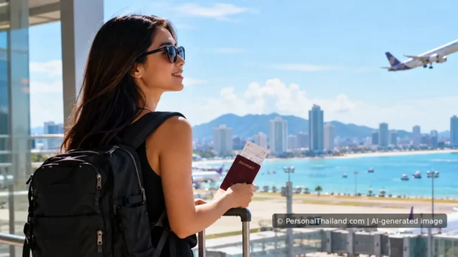 One-Two-Go Airlines and the Phuket Crash: What Travellers Can Learn A traveller watches an aircraft at a coastal airport in an AI-generated scene illustrating aviation safety, not the historical crash.